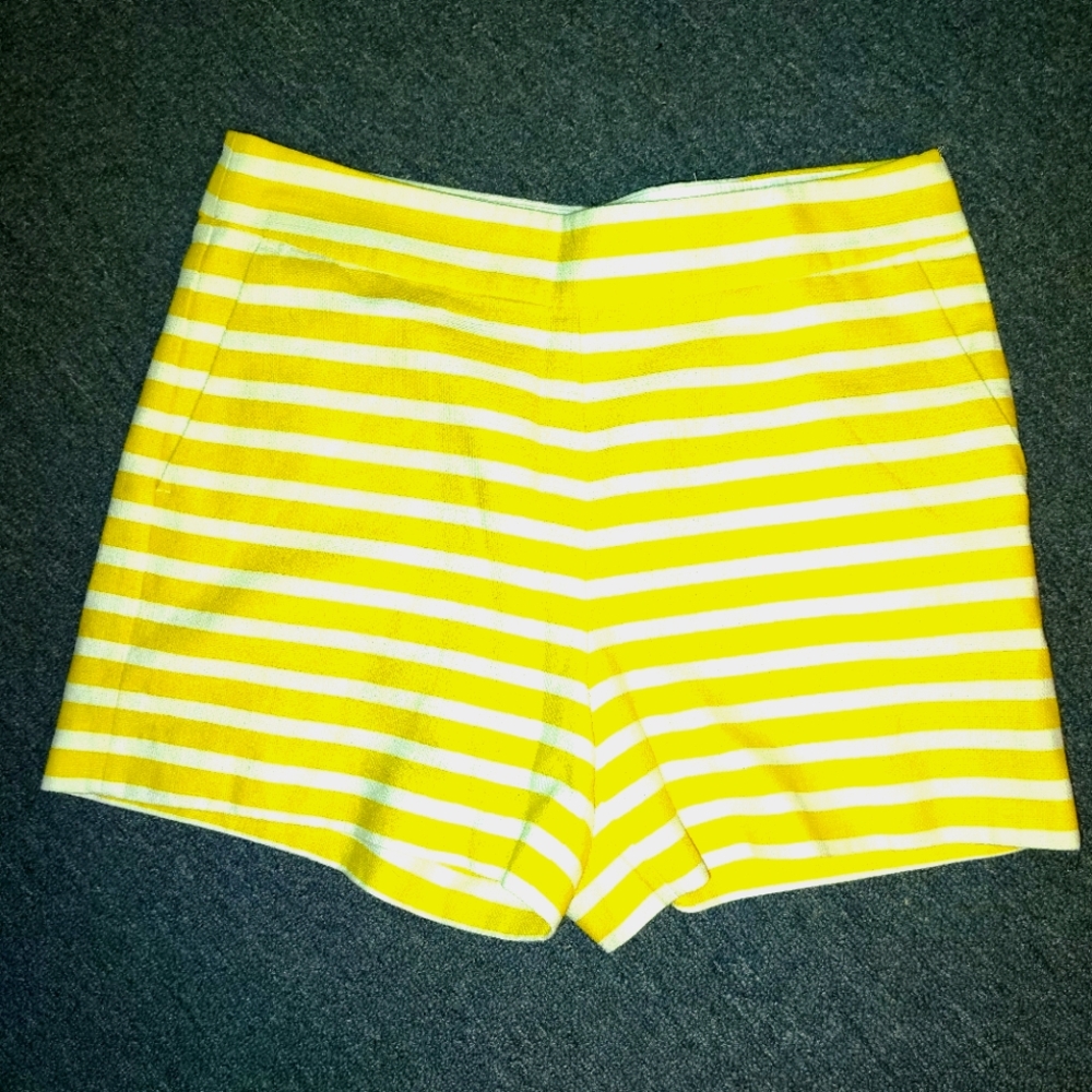 J.crew Yellow/ White stripe shorts